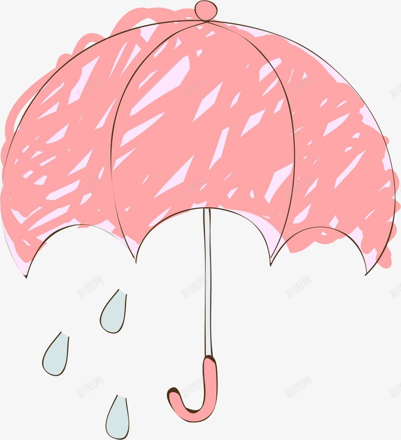 手绘雨伞矢量图ai免抠素材_88icon https://88icon.com AI 下雨 伞 卡通 手绘 粉红 粉色 线条 雨伞 雨滴 矢量图