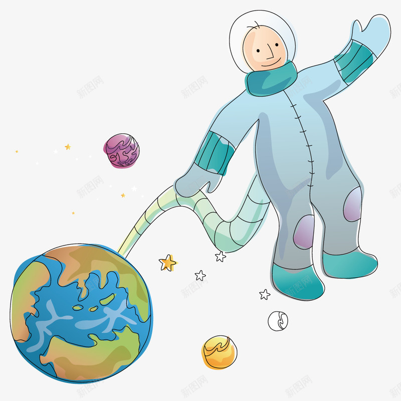 太空中的宇航员png免抠素材_88icon https://88icon.com 卡通 天空 宇航员 插画