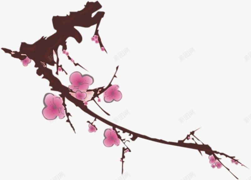 梅花花瓣png免抠素材_88icon https://88icon.com 典雅 古典 梅花瓣 水墨画 花枝 花瓣