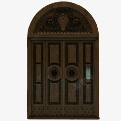 棕色门棕色欧式拱形门高清图片
