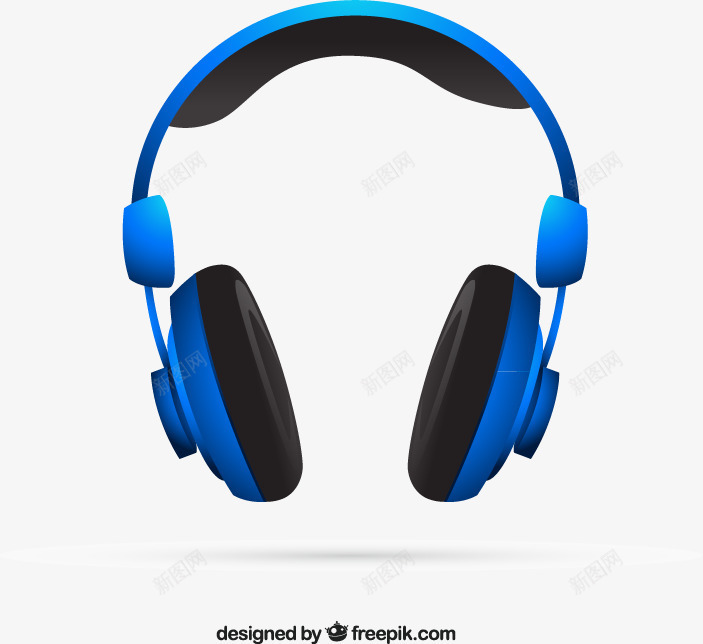 蓝色头戴式耳机png免抠素材_88icon https://88icon.com 音乐耳机头戴式无线耳机电子产品
