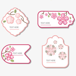 日本花卉标签矢量图素材