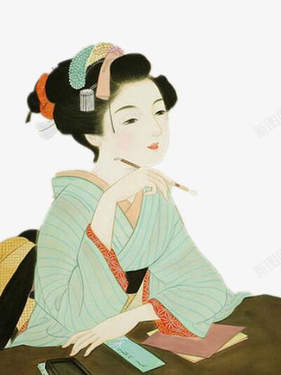 日本风插画png免抠素材_88icon https://88icon.com 和服 彩色 插画 日本风 特色