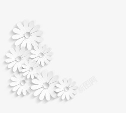 白色剪纸花朵素材