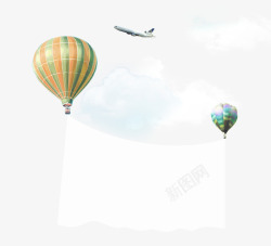 氢气球和飞机素材