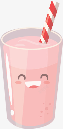 粉红笑脸草莓奶昔矢量图素材