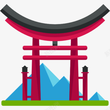 日本旅游文化牌坊门图标图标