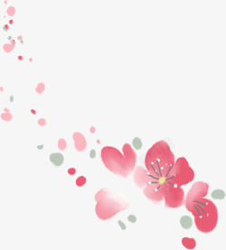手绘粉色漂浮梅花装饰素材