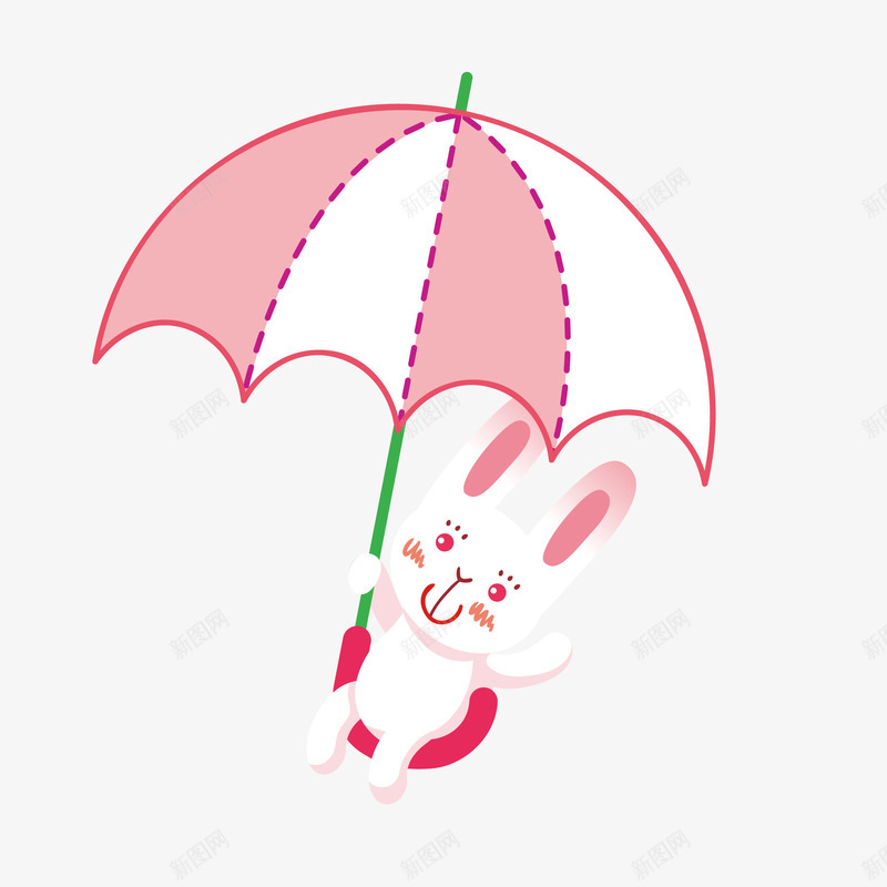 卡通粉红色的小兔子矢量图ai免抠素材_88icon https://88icon.com 动物设计 卡通 可爱 小兔子 粉红色 雨伞 矢量图