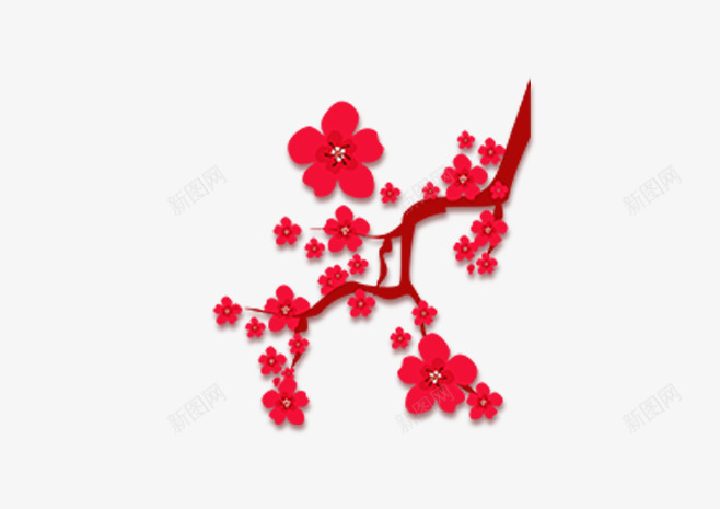 梅花红色喜庆新年2017梅png免抠素材_88icon https://88icon.com 2017 喜庆 新年 梅 梅花 红色