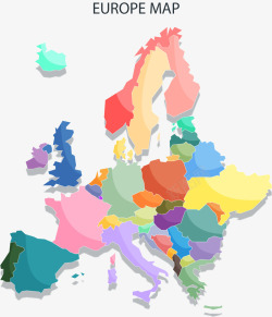 多彩彩色欧洲地图矢量图素材
