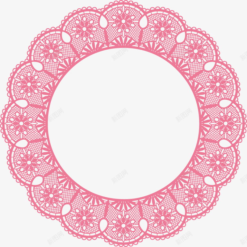 圆形粉红色蕾丝图案矢量图ai免抠素材_88icon https://88icon.com 圆形图案 粉红色 蕾丝 装饰图案 矢量图