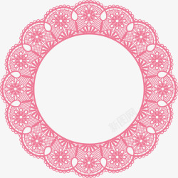 圆形粉红色蕾丝图案矢量图素材