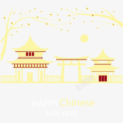 中国新年和景观背景矢量图素材