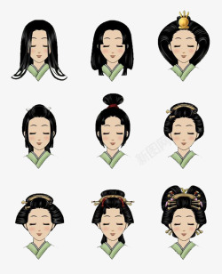 日本古代女性发髻素材