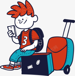 卡通旅游人物可爱男孩背包客矢量图素材