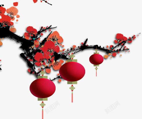 梅花红色梅花中国风png免抠素材_88icon https://88icon.com 中国风 梅花 红色