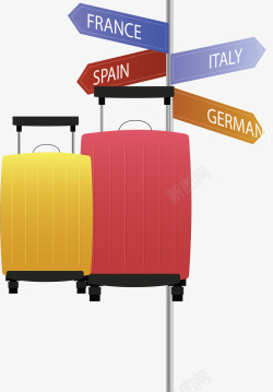 欧洲旅游季行李箱矢量图素材