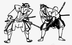 日本武士剑道比赛矢量图素材
