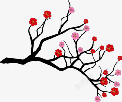 歌颂梅花树上的梅花矢量图高清图片