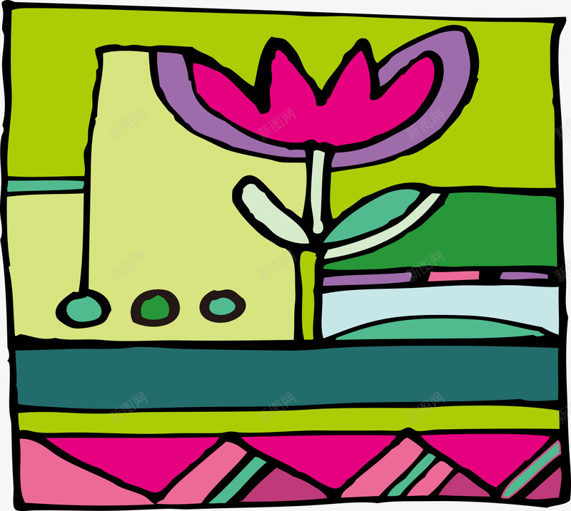 卡通抽象画花朵png免抠素材_88icon https://88icon.com 卡通抽象画花朵 抽象画花朵