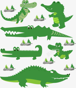 绿色鳄鱼绿色卡通鳄鱼高清图片