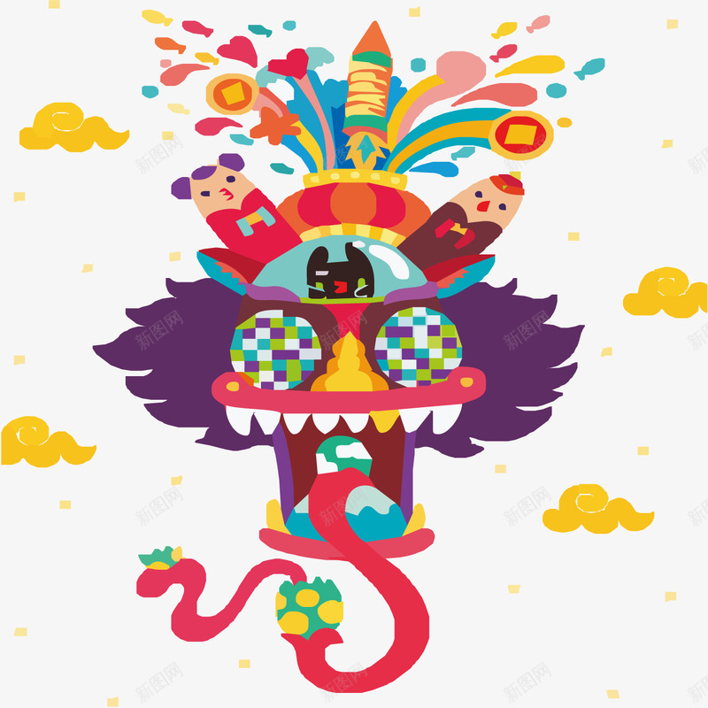 新年彩色烟花与黄色云端png免抠素材_88icon https://88icon.com 云端 彩色 新年png 烟花 矢量素材