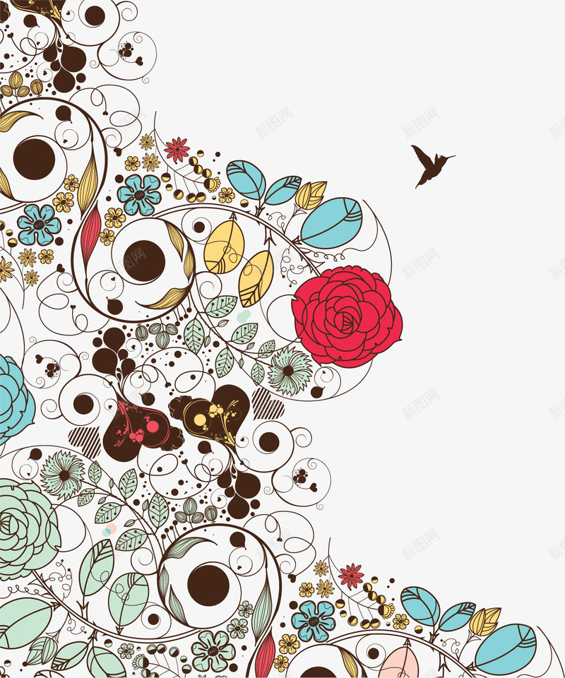 抽象花纹元素png免抠素材_88icon https://88icon.com 抽象 插图 插画 淡雅 线条 花朵 花纹