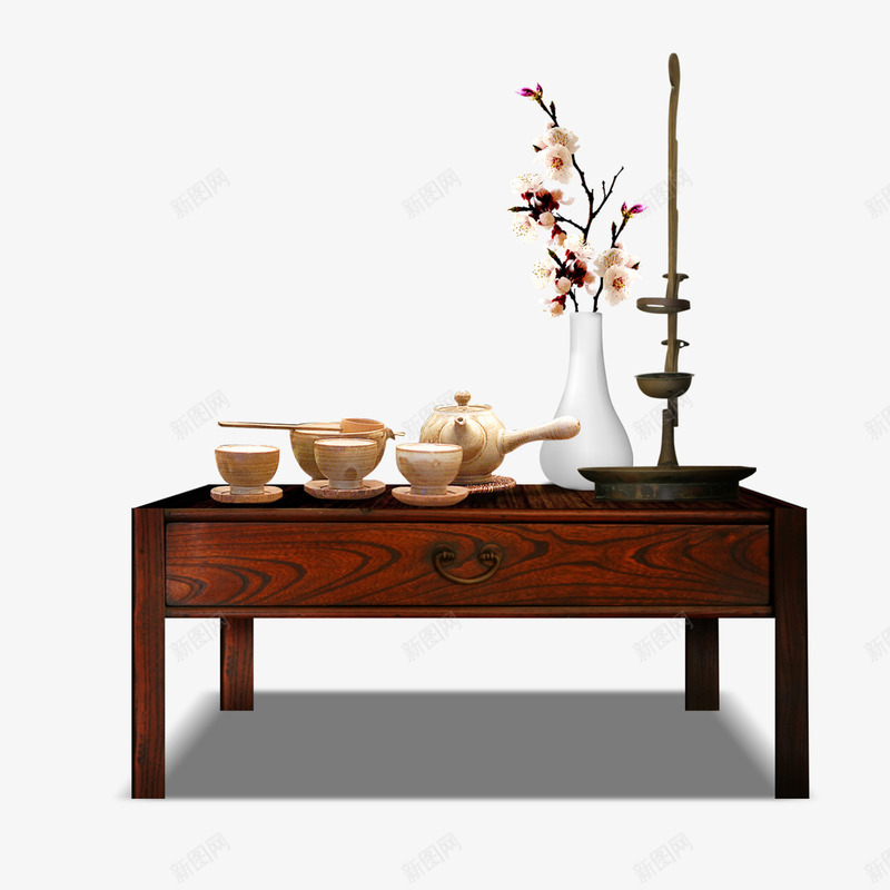 茶道用具psd免抠素材_88icon https://88icon.com 杯子 梅花 淡雅 茶道 茶道用具