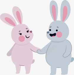 粉红色的兔子秀恩爱的小兔子矢量图高清图片