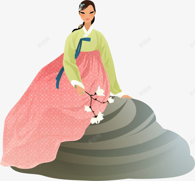 手绘韩服女生png免抠素材_88icon https://88icon.com 手绘 石头