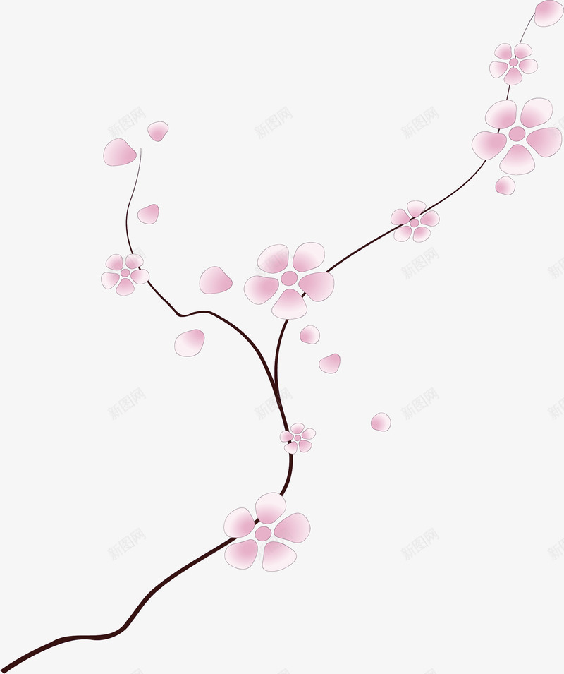 粉色梅花矢量图ai免抠素材_88icon https://88icon.com 手绘 梅花 植物 漂浮 粉色 矢量图