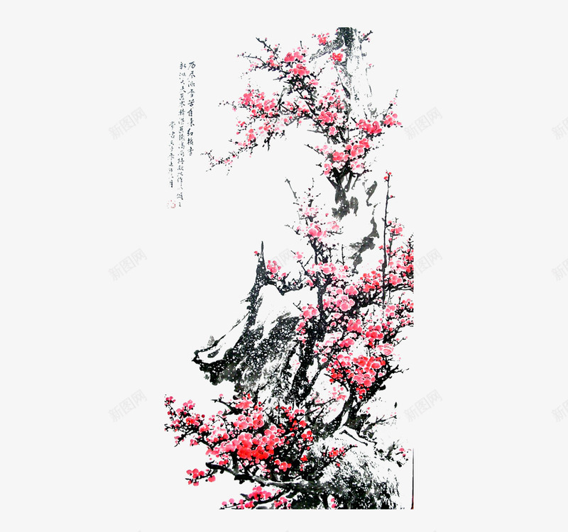 梅花水墨画png免抠素材_88icon https://88icon.com 中国画 中国风 梅花 水墨画 水彩画 花草