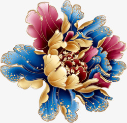 创意合成质感彩绘花朵七夕节素材