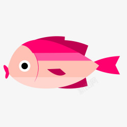 粉红色七彩鱼手绘卡通鱼类水族矢矢量图素材