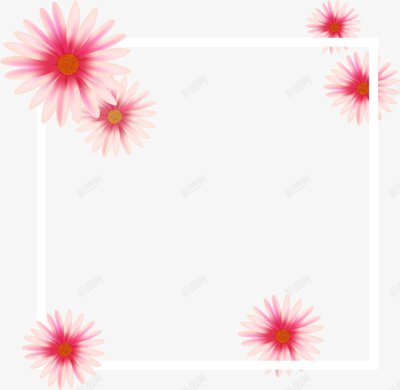 粉色雏菊装饰框png免抠素材_88icon https://88icon.com 浪漫边框 矢量素材 粉红色 粉色雏菊 雏菊装饰框