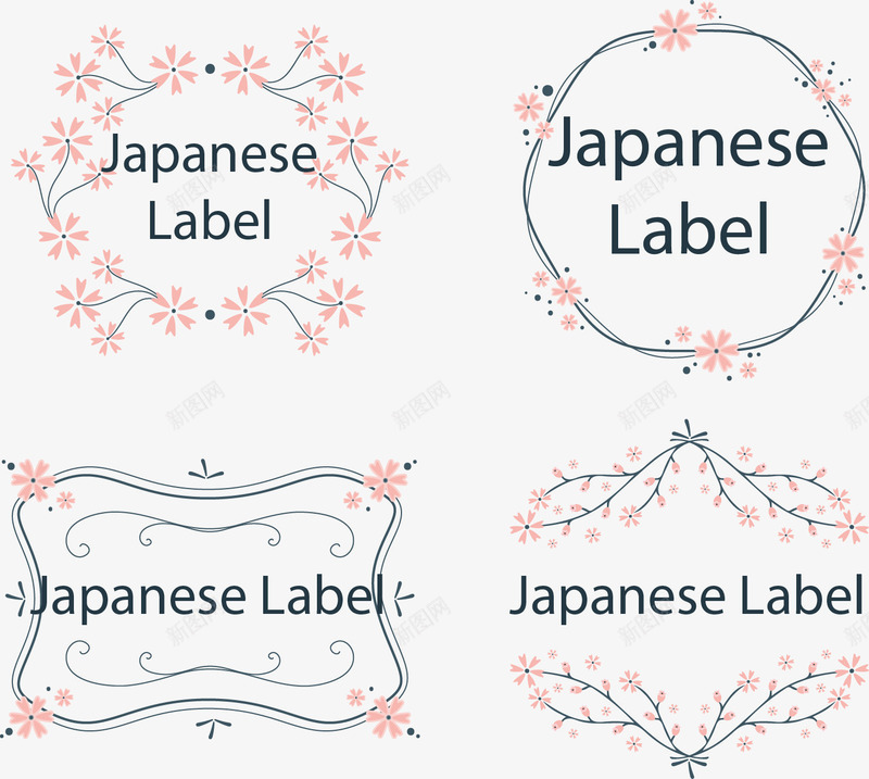 花卉装饰边框矢量图ai免抠素材_88icon https://88icon.com 日本风格 矢量边框 花卉 边框 边框装饰 矢量图