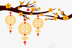 春节黄色中国结挂饰素材