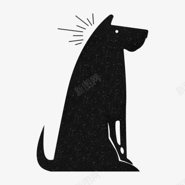 抽象齿轮装饰手绘黑色小狗图标图标