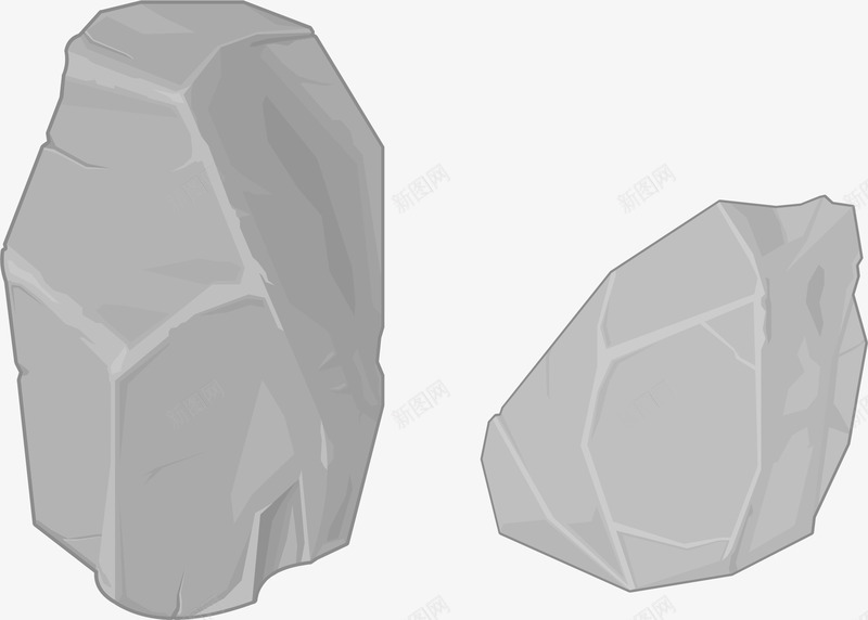 两上灰色大石头png免抠素材_88icon https://88icon.com 创意头 图案 手绘图案 石头 石头矢量图
