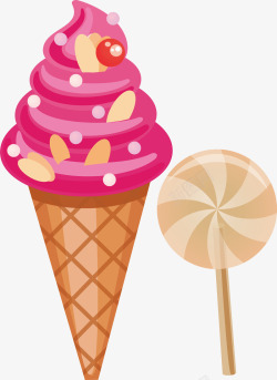 棒棒糖粉红色冰激凌手绘可爱矢量图素材