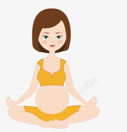 彩绘卡通孕妇瑜伽广告素材