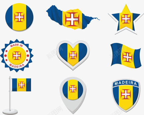 葡萄牙欧洲景观海洋爱形徽章图标图标