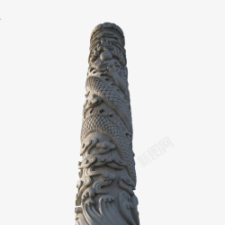 仰视石头雕刻精细中国龙柱素材