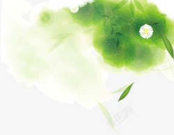 水墨画抽象绿色墨迹树叶素材