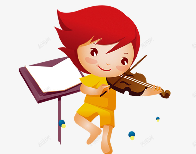 拉小提起的小孩png免抠素材_88icon https://88icon.com 卡小提琴 卡通人物 卡通女孩 卡通小孩 咖色 奏乐 演奏 白色 红色 音乐 黄色