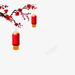 中国风梅花灯笼装饰图案素材