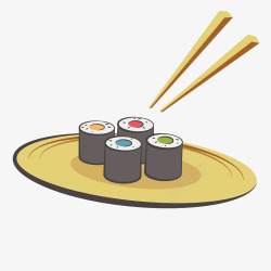 日本饮食插图可爱寿司卷素材