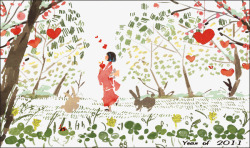 碎花插画素材