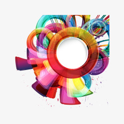 抽象缤纷彩色圆环矢量图素材